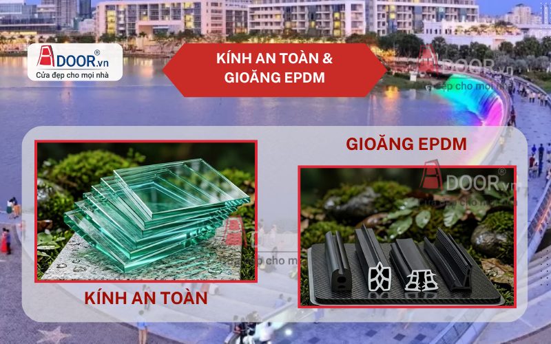 Gioăng cao su tổng hợp EPDM kép và kính cường lực Gioăng cao su tổng hợp EPDM kép và kính cường lực