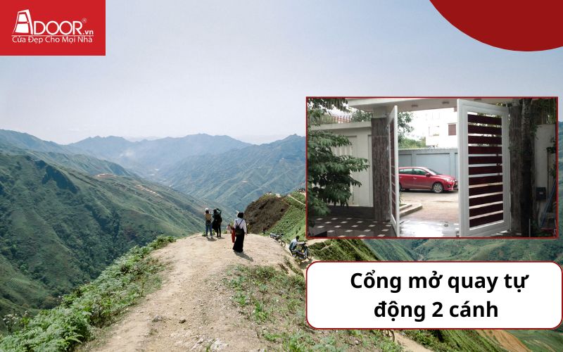 Cổng mở quay 2 cánh - Cửa cổng tự động Sợn La