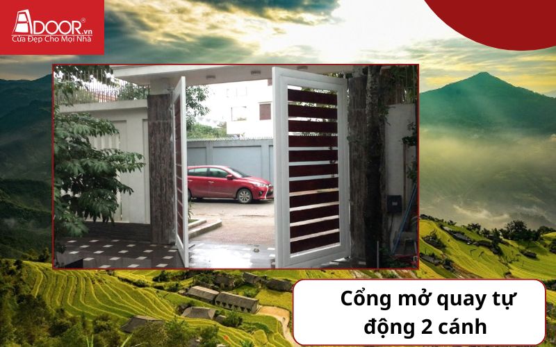 Cổng mở quay 2 cánh - Cửa cổng tự động Hà Giang