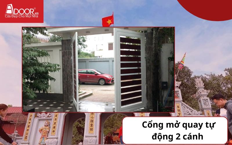 Cổng mở quay 2 cánh - Cửa cổng tự động Bắc Ninh