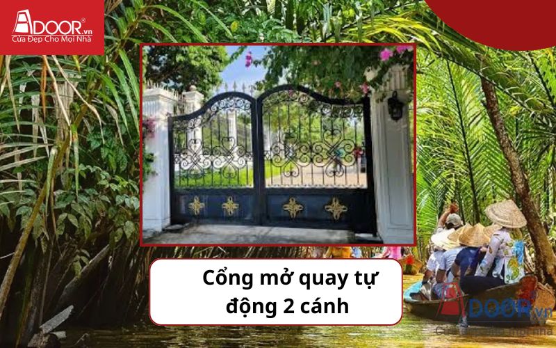 Cổng mở quay 2 cánh - Cửa cổng tự động Bến Tre