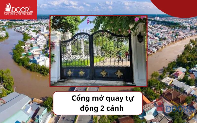 Cổng mở quay 2 cánh - Cửa cổng tự động Tiền Giang