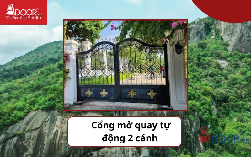Cổng mở quay tự động 2 cánh - Cửa cổng tự động An Giang
