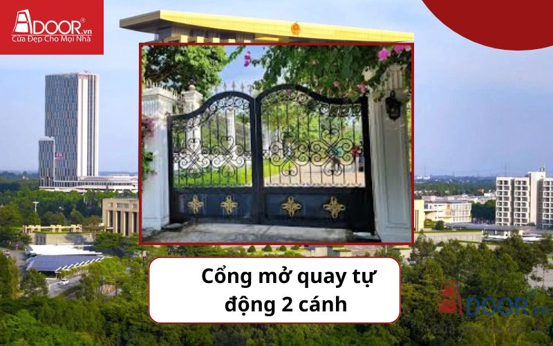 Cổng mở quay 2 cánh - Cửa cổng tự động Bình Dương
