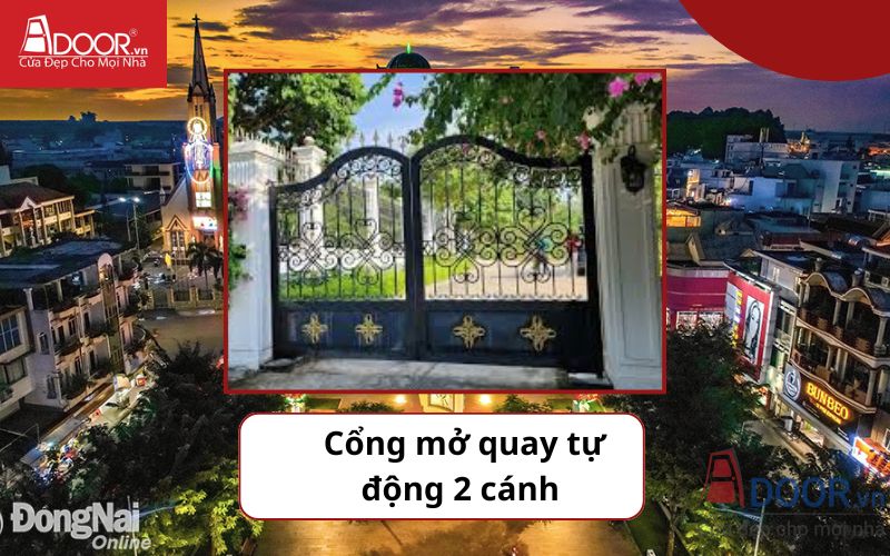 Cổng mở quay 2 cánh - Cửa cổng tự động Long Khánh