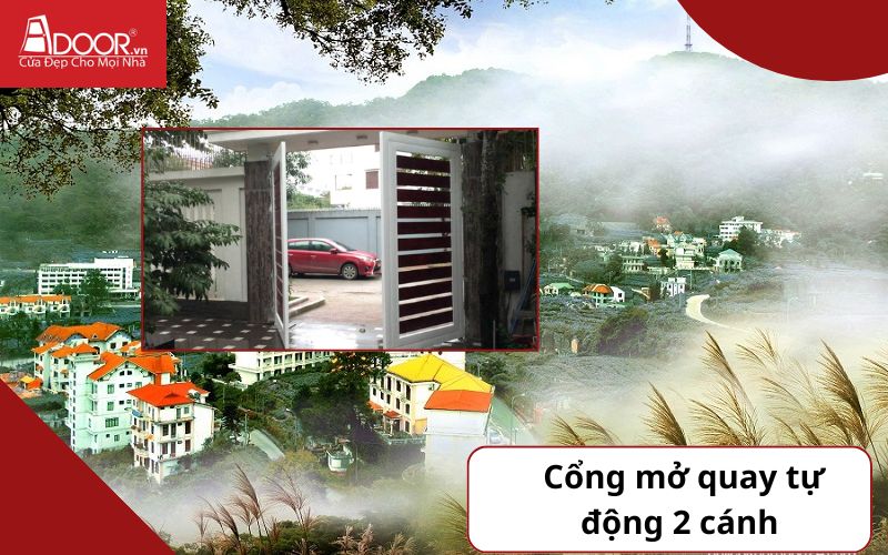 Cổng mở quay 2 cánh - cửa cổng tự động Vĩnh Phúc