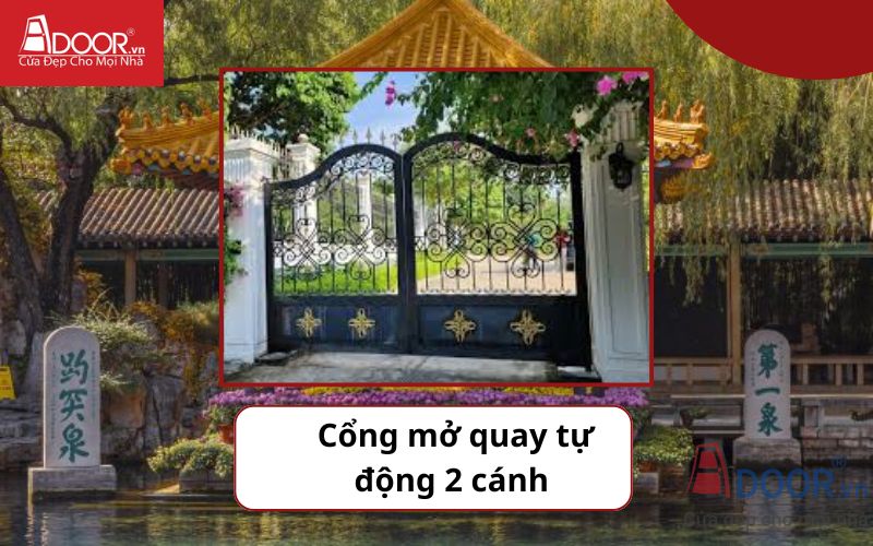 Cổng mở quay tự động 2 cánh - Cửa cổng tự động Hố Nai 