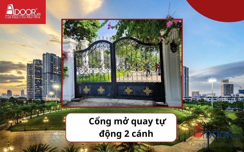 Cổng mở quay 2 cánh - Cửa cổng tự động Bình Thạnh