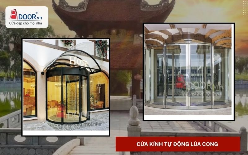Cửa kính tự động Từ Sơn lùa cong nghệ thuật Cửa kính tự động Từ Sơn lùa cong nghệ thuật