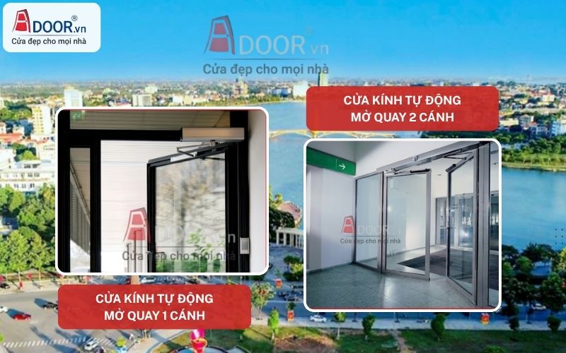 Cửa kính tự động Việt Trì mở quay cánh đẩy
