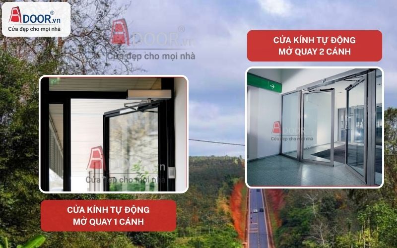 Cửa kính tự động Buôn Hồ mở quay 