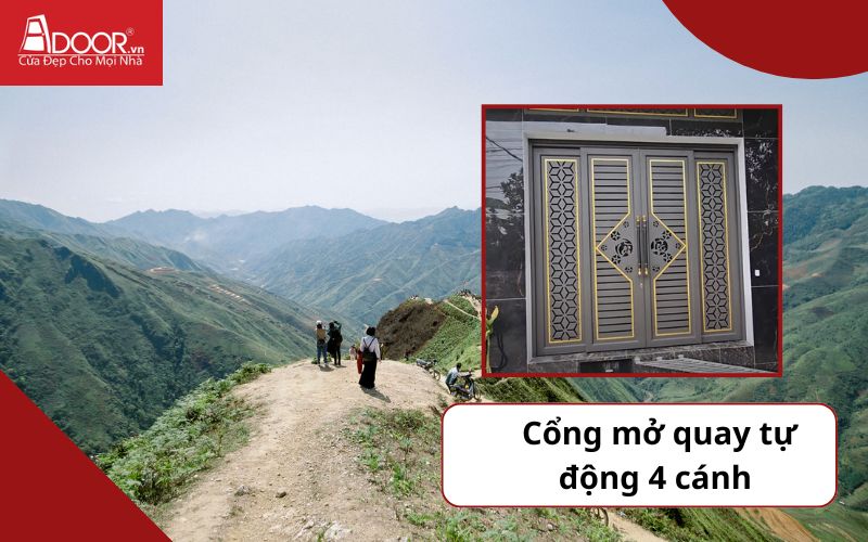 Cổng mở quay 4 cánh - Cửa cổng tự động Sợn La