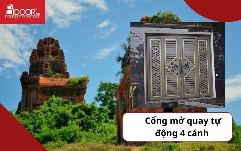 Cổng mở quay 4 cánh - Cửa cổng tự động Bình Định
