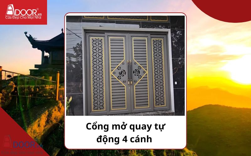 Cửa mở quay 4 cánh - Cửa cổng tự động Uông BÍ