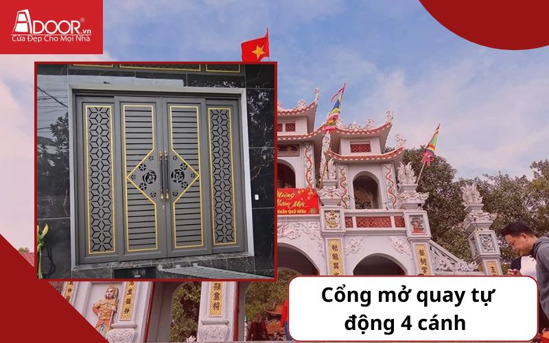 Cổng mở quay 4 cánh - Cửa cổng tự động Bắc Ninh