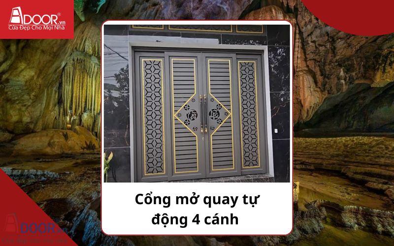 Cổng mở quay 4 cánh - Cửa cổng tự động Quảng Bình 