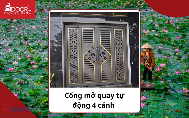 Cổng mở quay 4 cánh - Cửa cổng tự động Đồng Tháp