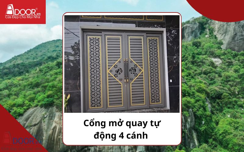 Cổng mở quay tự động 4 cánh - Cửa cổng tự động An Giang
