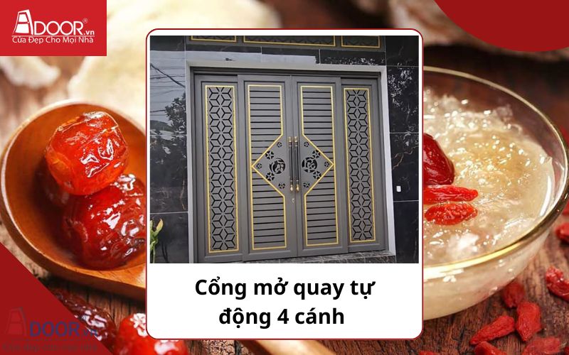 Cổng mở quay 4 cánh - Cửa cổng tự động Khánh Hòa
