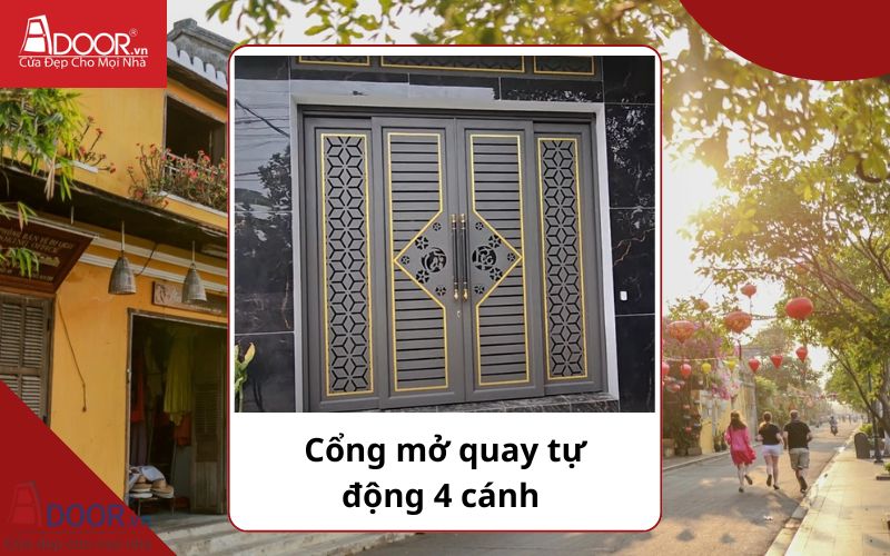 Cổng mở quay 4 cánh - Cửa cổng tự động Hội An Cổng mở quay 4 cánh - Cửa cổng tự động Hội An
