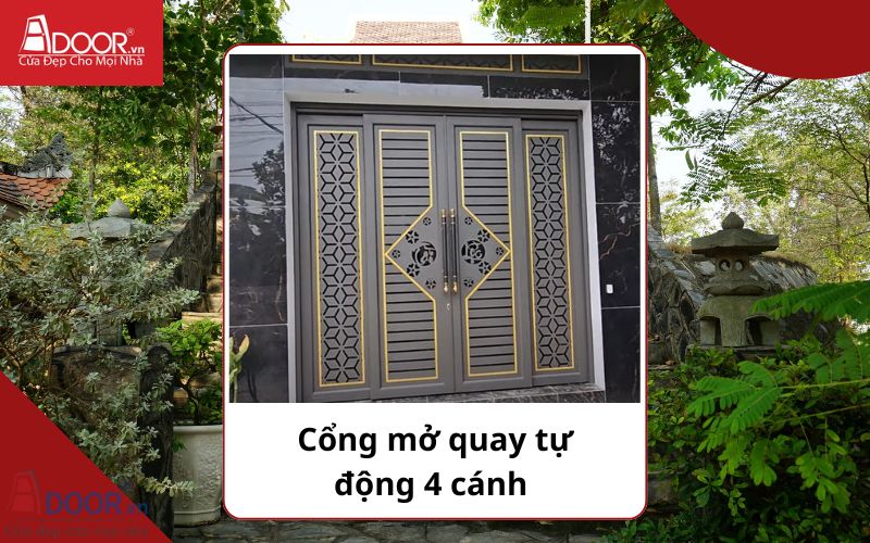 Cổng mở quay tự động 4 cánh - Cửa cổng tự động Dầu Giây