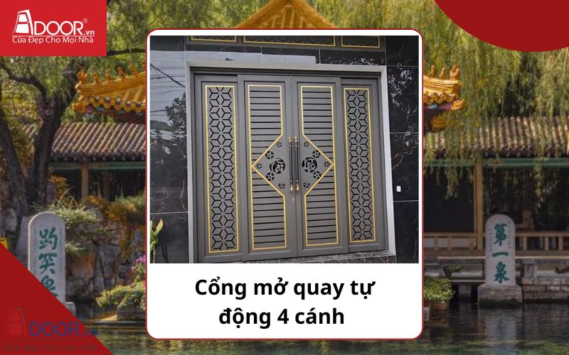 Cổng mở quay tự động 4 cánh - Cửa cổng tự động Hố Nai 