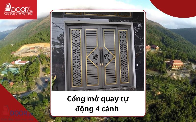 Cổng mở quay 4 cánh - Cửa cổng tự động Chí Linh