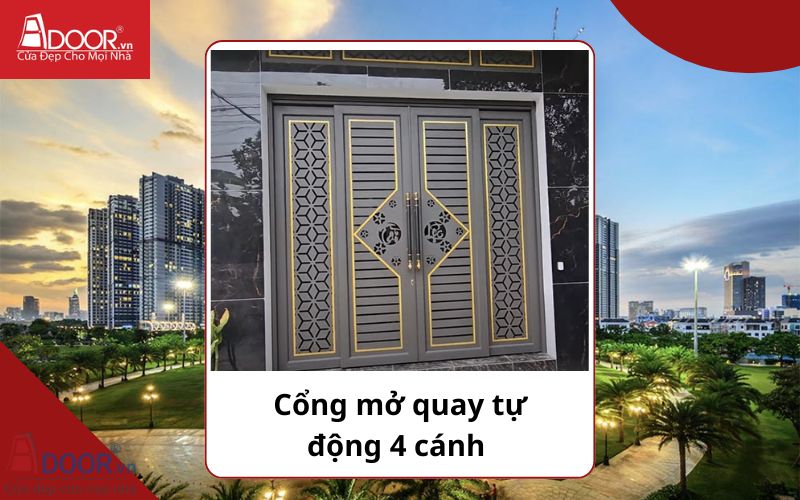 Cổng mở quay 4 cánh - Cửa cổng tự động Bình Thạnh