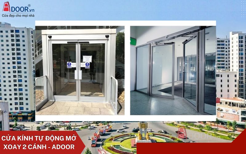 Cửa kính tự động Bắc Ninh - cửa kính tự động mở xoay 2 cánh Cửa kính tự động Bắc Ninh - cửa kính tự động mở xoay 2 cánh