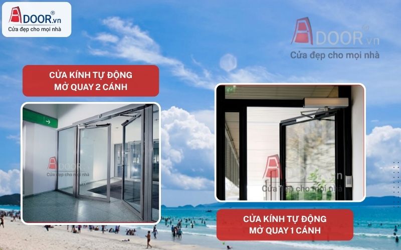 Cửa kính tự động Ninh Hòa mở quay 1-2 cánh Cửa kính tự động Ninh Hòa mở quay 1-2 cánh
