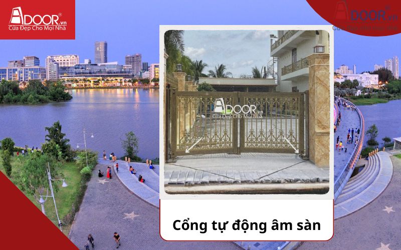 Cổng âm sàn - Cửa cổng tự động Phú Mỹ Hưng