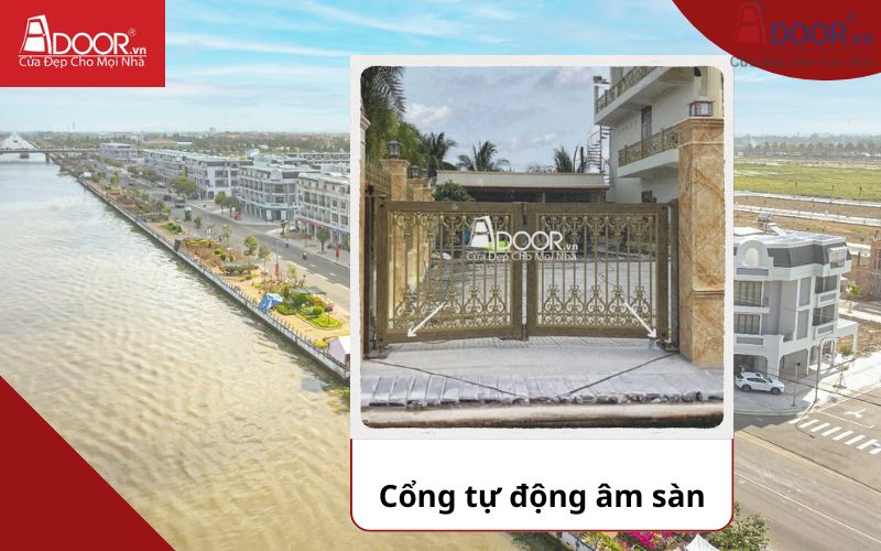 Cổng âm sàn - Cửa cổng tự động Vị Thanh