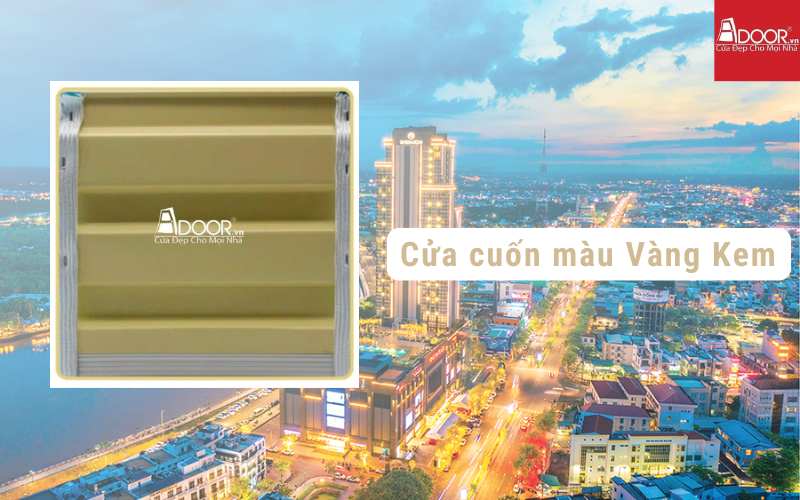 Cửa cuốn Úc Cần Thơ màu vàng kem 