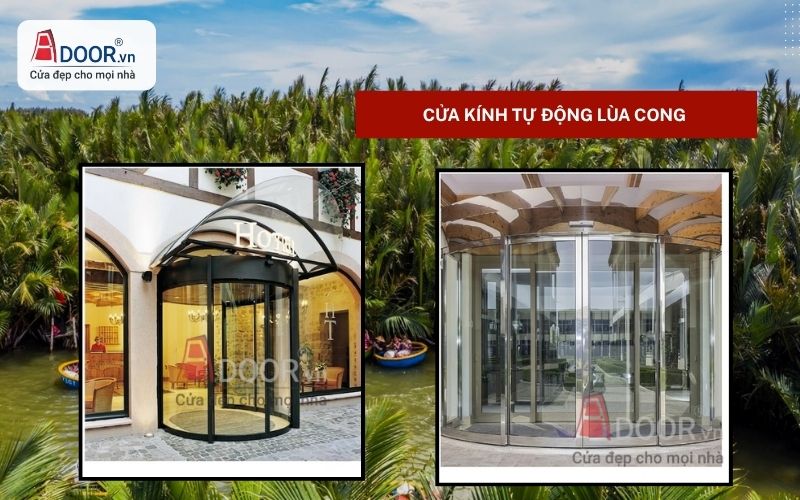 Cửa kính tự động Châu Thành lùa cong