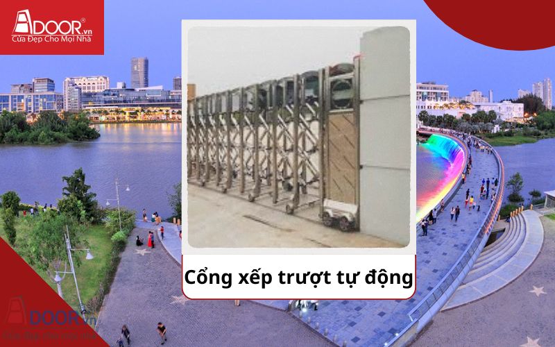 Cổng xếp - Cửa cổng tự động Phú Mỹ Hưng