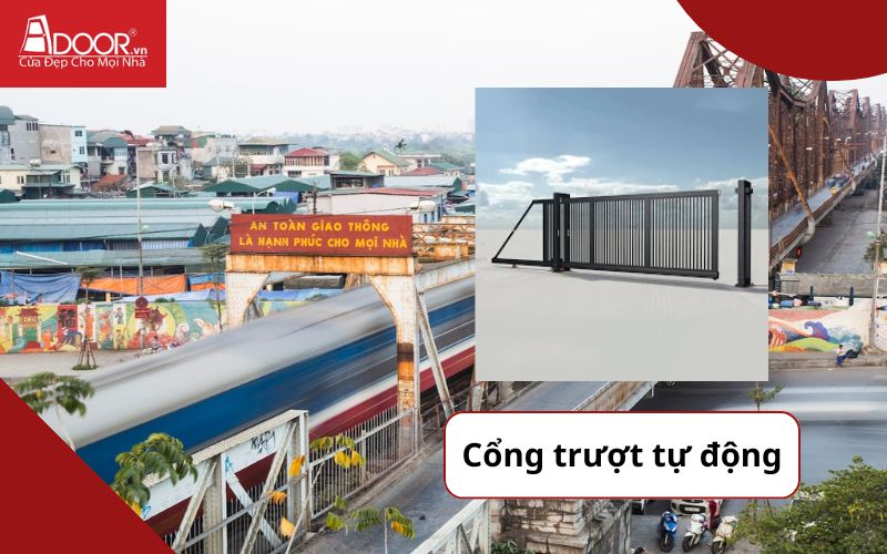 Cổng trượt tự động - Cửa cổng tự động Long Biên