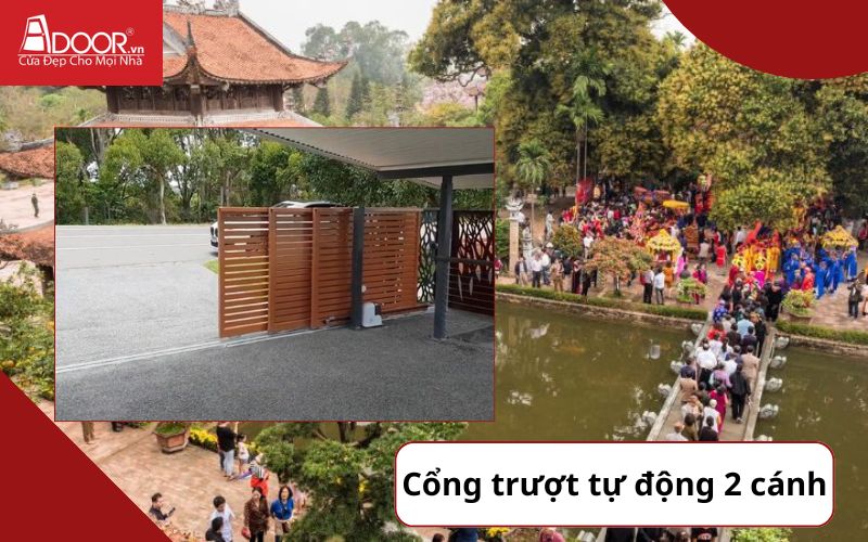 Cổng trượt tự động 2 cánh - cửa cổng tự động Hưng Yên