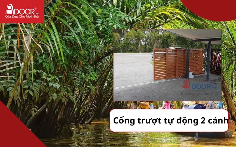 Cổng trượt 2 cánh - Cửa cổng tự động Bến Tre