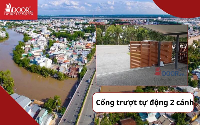 Cổng trượt 2 cánh - Cửa cổng tự động Tiền Giang