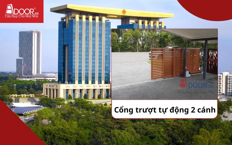 Cổng trượt 2 cánh - Cửa cổng tự động Bình Dương