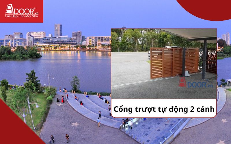 Cổng trượt 2 cánh - Cửa cổng tự động Phú Mỹ Hưng
