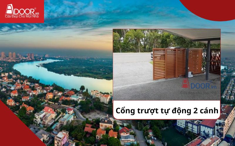 Cổng trượt 2 cánh - Cửa cổng tự động Thảo Điền