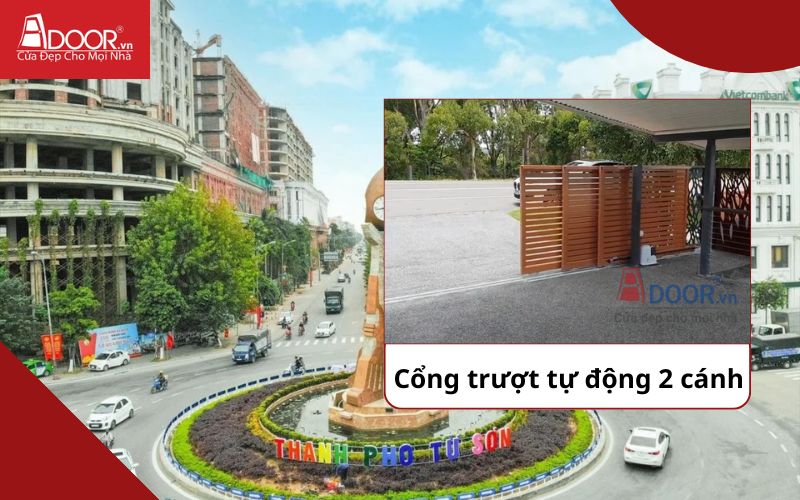 Cổng trượt 2 cánh - Cửa cổng tự động Từ Sơn