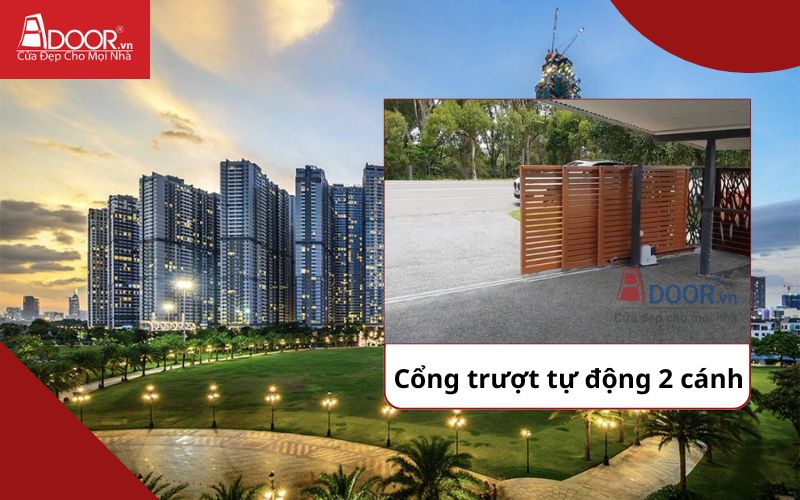 Cổng trượt 2 cánh - Cửa cổng tự động Bình Thạnh