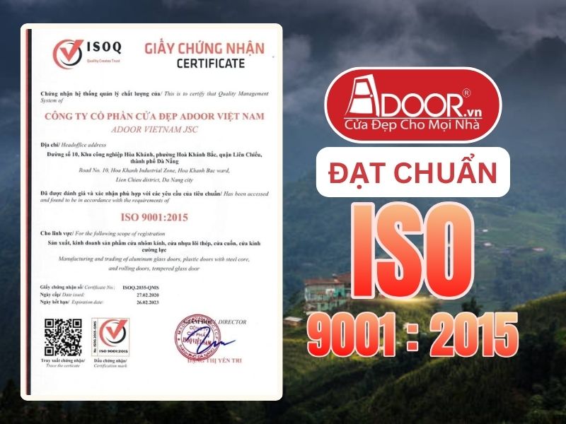Chứng nhận ISO minh chứng chất lượng Cửa Cổng Tự Động Adoor phục vụ Lào Cai