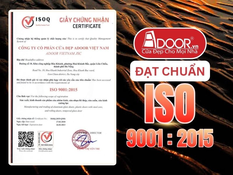 Chứng nhận ISO minh chứng chất lượng Cửa Cổng Tự Động Adoor phục vụ Trà Vinh