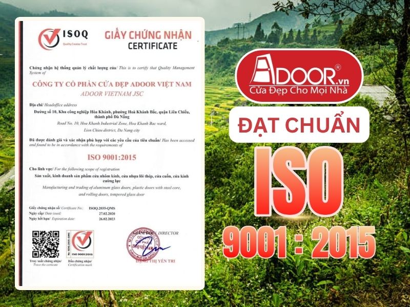 Chứng nhận ISO minh chứng chất lượng Cửa Kính Tự Động Adoor phục vụ Lào Cai