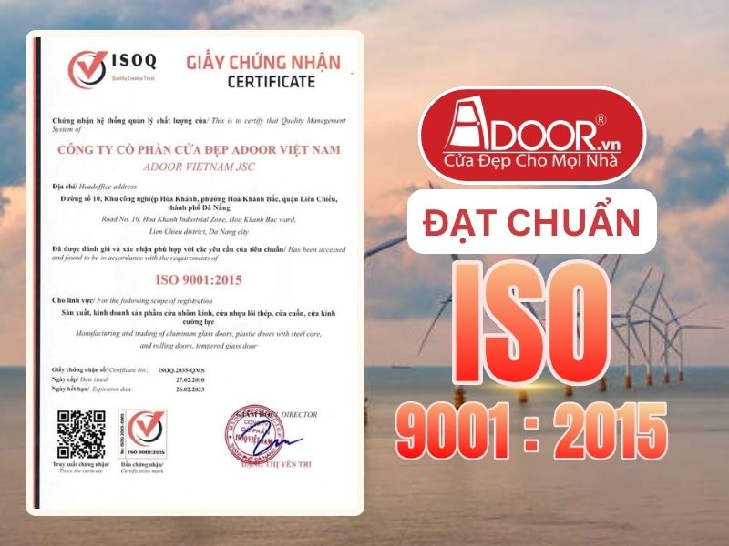 Chứng nhận ISO minh chứng chất lượng Cửa Kính Tự Động Adoor phục vụ Trà Vinh