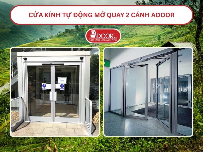 Cửa kính tự động mở quay 2 cánh tại Lào Cai