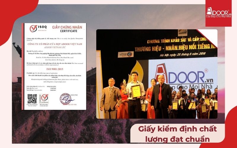 Giấy chứng nhận đạt chuẩn Adoor